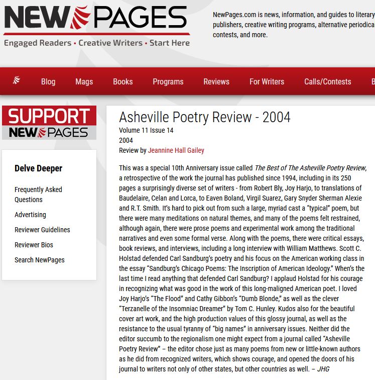 NewPages review of The Best of the Asheville Poetry Review (2004)